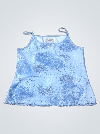 Kenny Blue Floral Print Spaghetti Strap Tank Top