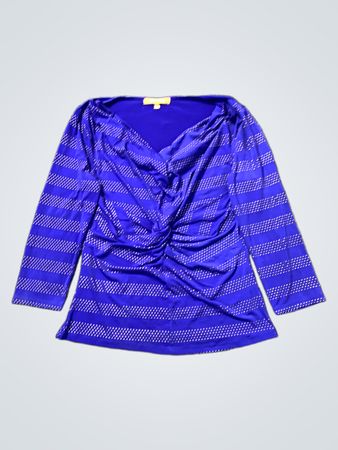 Ellen Tracy Damen Blau Gestreiftes Langarmshirt