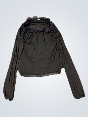 Schwarzes Langarmoberteil mit Rüschendetail