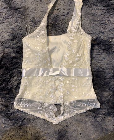 weißes Spitzen-Corsage-Oberteil