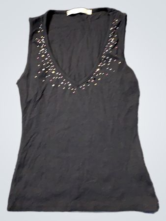 Miss Selfridge Schwarzes Verziertes V-Ausschnitt Tanktop