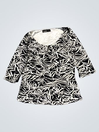 KappAhl Schwarz-Weiß-Blätterdruck-Top
