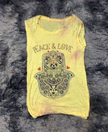 Gelbes Peace & Love Hamsa Grafik Tanktop