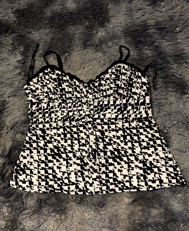 Schwarz-weißer Hahnentritt-Print-Camisole-Top