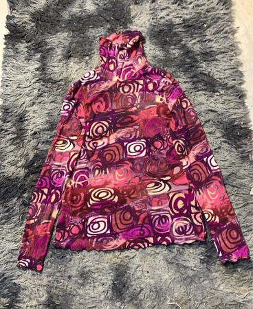 DIVAS Purple Pink Abstract Print Turtleneck Top