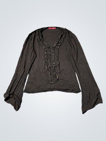 Lili Doll Paris Schwarzes Rüschenshirt mit langen Ärmeln