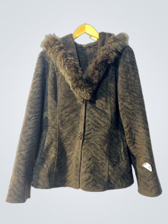 Brown Faux Fur Hooded Jacket