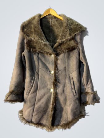Shearling Coat with Fur Trim