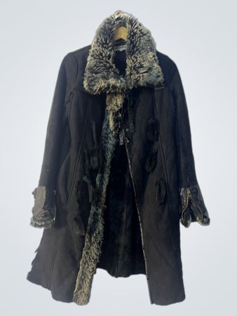 Zelic Trademark Black Faux Fur Lined Coat