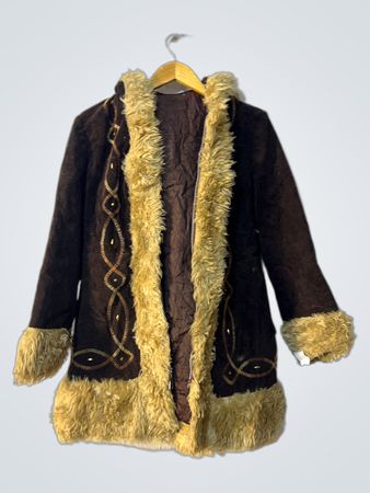 Brown Faux Fur Trimmed Coat