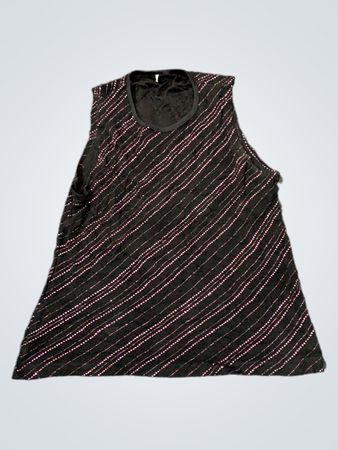Schwarzes ärmelloses Oberteil mit rosa diagonalen Streifen