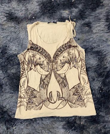 Cremfarbenes Tanktop mit abstraktem Muster