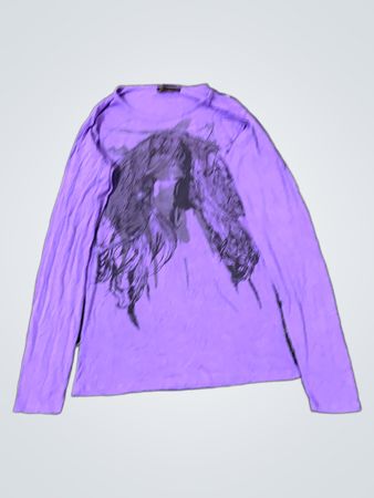 Riccadorna Purple Langarm-Grafik-T-Shirt