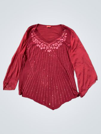Fashion One Damen Verzierte V-Ausschnitt Bluse