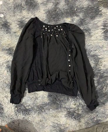 Schwarze Langarmbluse