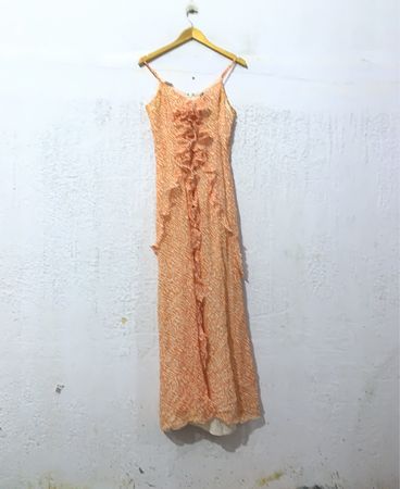 Maxikleid mit Rüschen in Orange