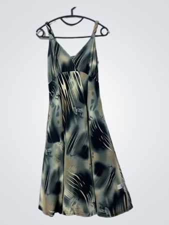 Ärmelloses V-Ausschnitt-Kleid mit abstraktem Druck