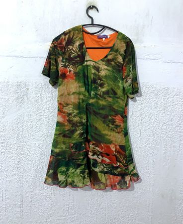 Vuios Damen Grün Blumenmuster Kleid