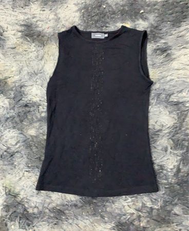 Schwarzes ärmelloses Top mit Pailletten