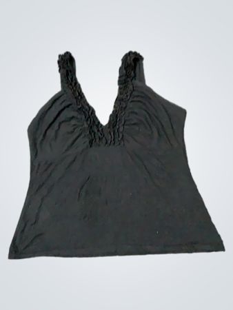 Schwarzes Tanktop mit Rüschensaum