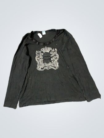 Best Basics Schwarzes Langarmshirt mit verziertem Grafikdesign