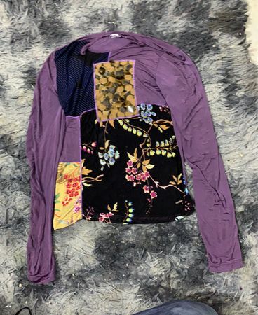 Lila Patchwork Langarmoberteil