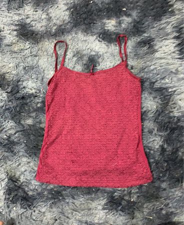 Rotes Spitzen-Trim Cami Tanktop
