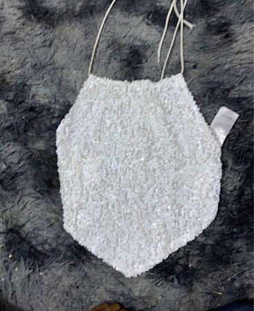 Weiße Pailletten-Haltertop