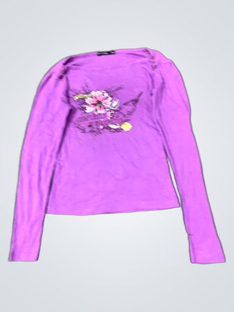 On The Town Lila Langarmoberteil mit floralem Grafikdesign
