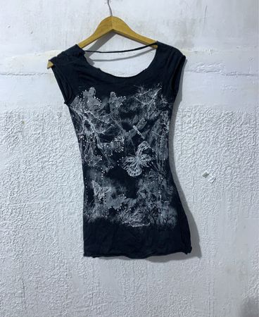 Black T-shirt with butterfly print