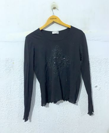 CARRYWISE Black Long Sleeve Embellished Top