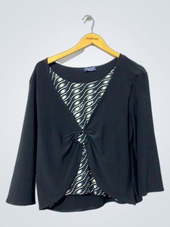 SALOOS COLLECTION Black Embellished Front Top