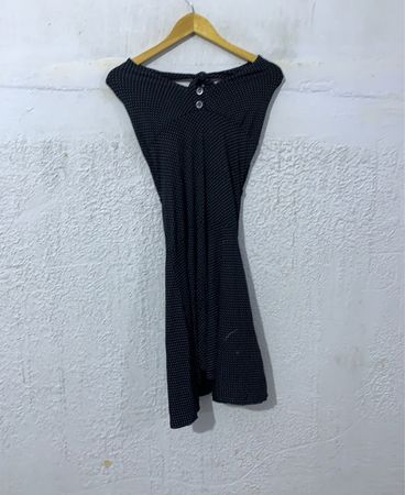Black polka dot dress with tie back