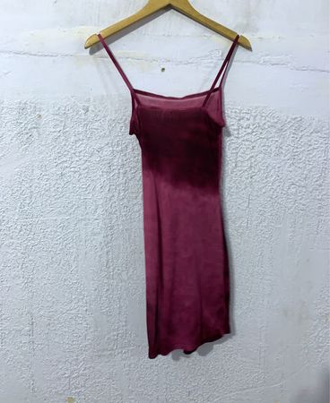Burgundy Tie-Dye Slip Dress