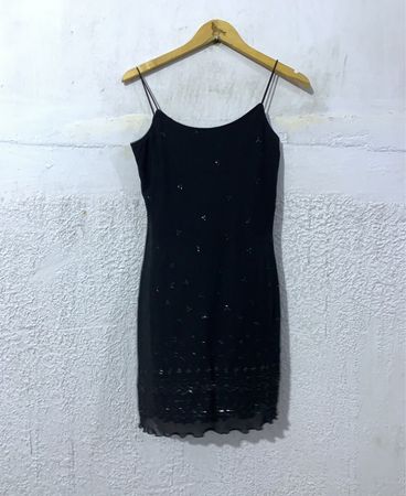 Black Beaded Slip Dress