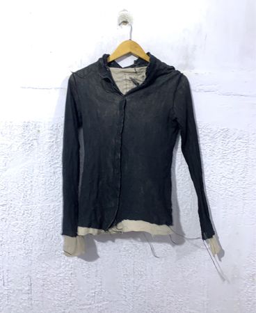 Black Sheer Long Sleeve Hoodie with Beige Undershirt