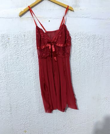 Red lace trim chemise