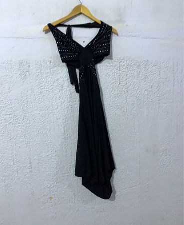 Black Halter Neck Studded Dress