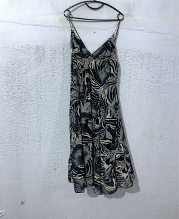 Black and White Print Midi Dress