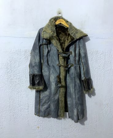 Long Grey Faux Fur Lined Coat