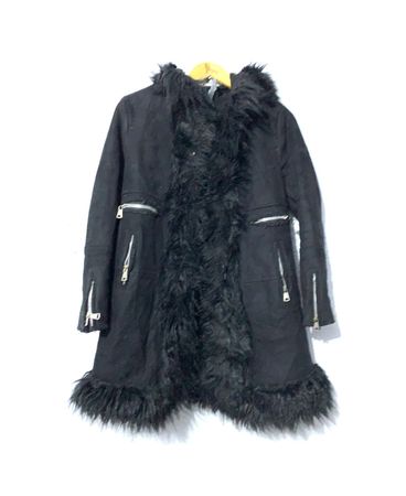 Black Faux Fur Trimmed Coat