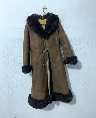 Brown Suede Shearling Coat