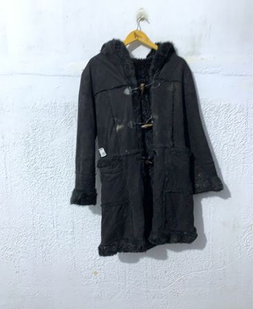 Black Faux Fur Lined Duffle Coat
