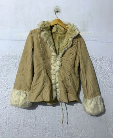 Tan Suede Jacket with Fur Trim