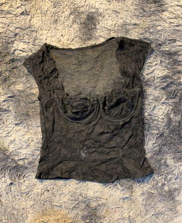 Schwarzes Spitzen-Corsett-Top
