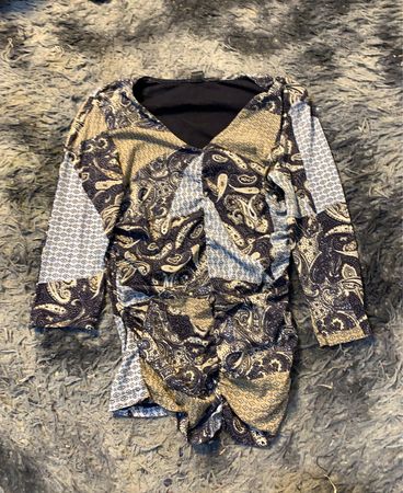Paisley-Print Raffung Langarmshirt