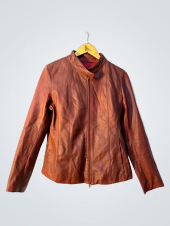 SCHEGGE Women's Red Leather Jacket