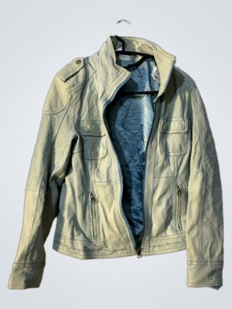 Light Blue Faux Leather Moto Jacket