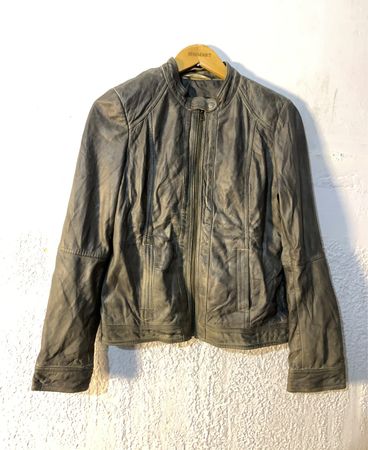 Enmart Women's Grey Leather Jacket
