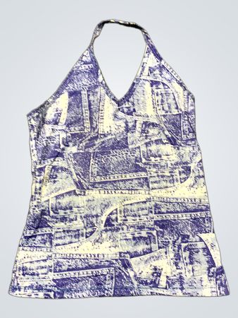 Blaues Denim-Print-Haltertop